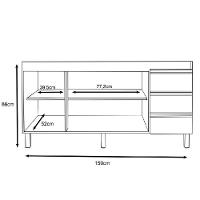 Balcão Pia 6200 Sem Tampo 159 Cm 3 Pt 3 Gv Branco Plla Branco