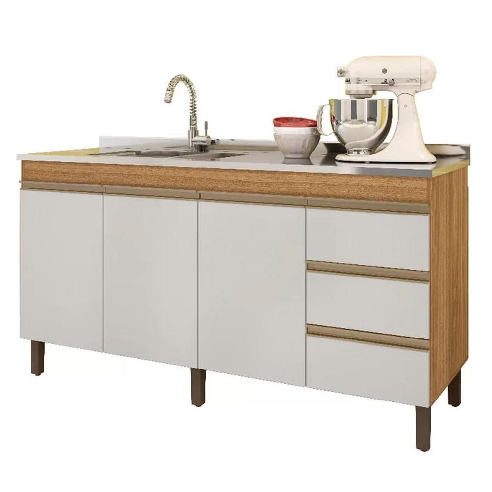 Balcão Pia 6200 Sem Tampo 159 Cm 3 Pt 3 Gv Nature Off White Plla Nature Off White - 1