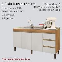 Balcão Pia 6200 Sem Tampo 159 Cm 3 Pt 3 Gv Nature Off White Plla Nature Off White - 5