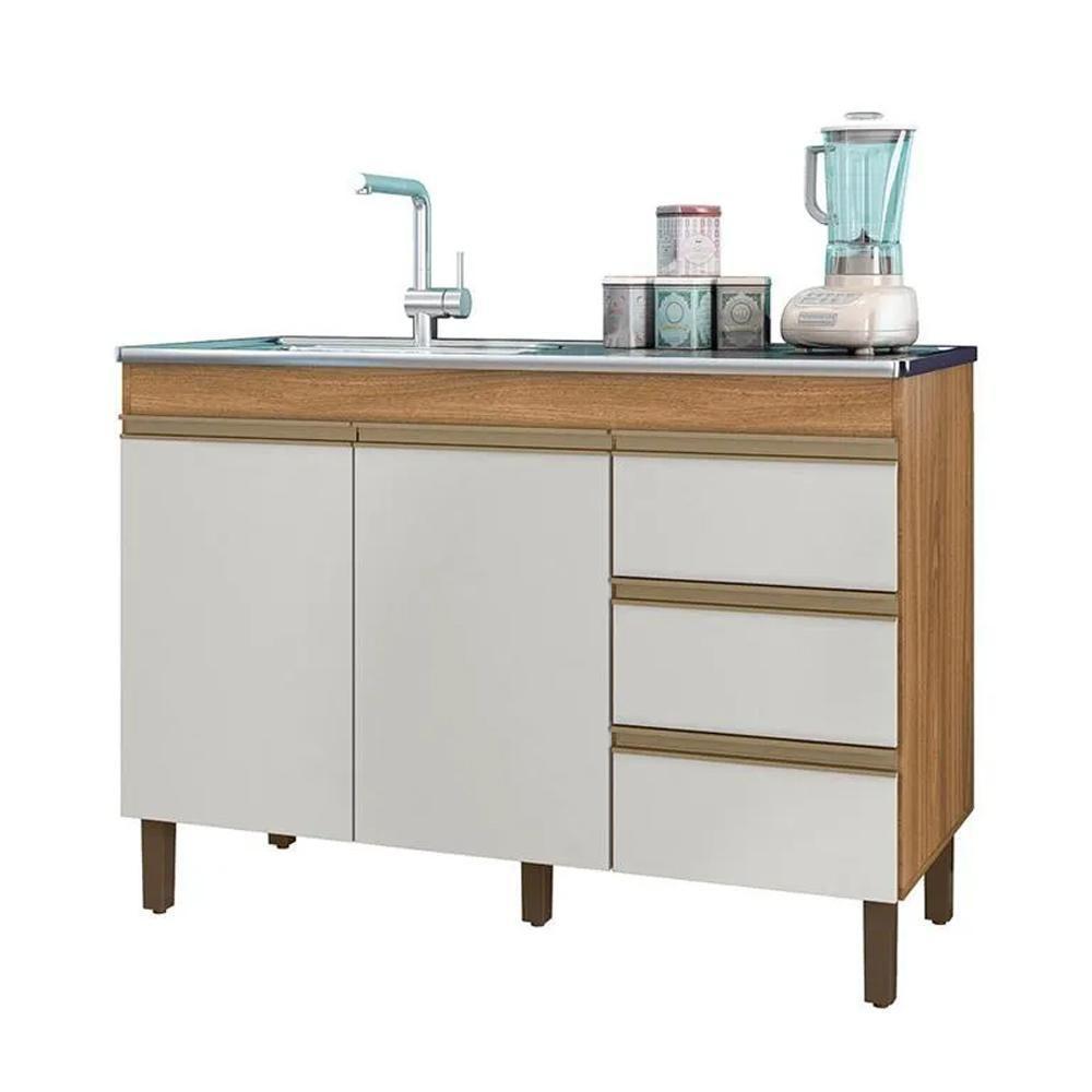 Balcão Pia 6150 Sem Tampo 119 Cm 2 Pt 3 Gv Nature Off White Plla Nature Off White - 1