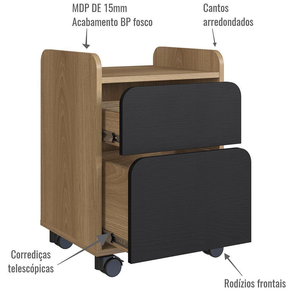 Conjunto Escritorio Home Office 2 Peças 27988x27998 Nero Hanover Artesano Hanover Nero - 10