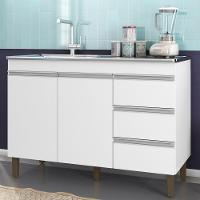 Balcão Pia 6150 Sem Tampo 119 Cm 2 Pt 3 Gv Branco Plla Branco - 6