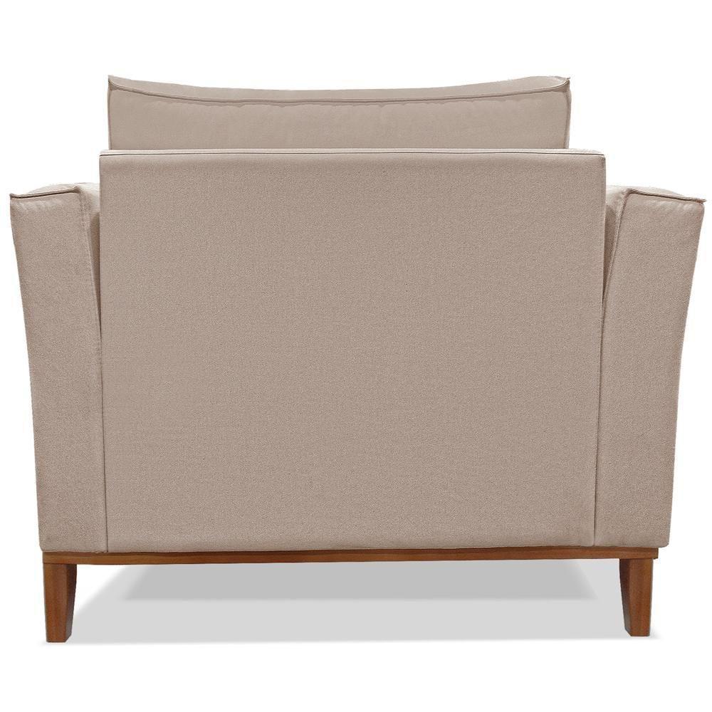 Poltrona Decorativa Balli 1 Lugar Pes Madeira Linho Areia Ezz Areia - 5