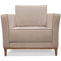 Poltrona Decorativa Balli 1 Lugar Pes Madeira Linho Areia Ezz Areia