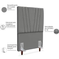 Cabeceira Solteiro 90cm Bell Suede Cinza Rm Cinza