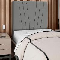 Cabeceira Solteiro 90cm Bell Suede Cinza Rm Cinza - 5