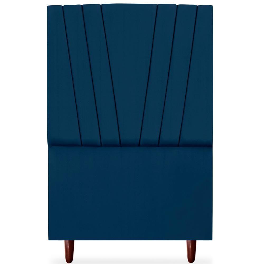 Cabeceira Solteiro 90cm Bell Suede Azul Rm Azul - 3