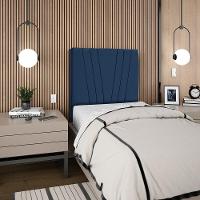 Cabeceira Solteiro 90cm Bell Suede Azul Rm Azul - 1