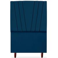 Cabeceira Solteiro 90cm Bell Suede Azul Rm Azul - 3