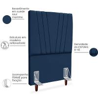 Cabeceira Solteiro 90cm Bell Suede Azul Rm Azul - 5