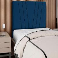 Cabeceira Solteiro 90cm Bell Suede Azul Rm Azul - 6