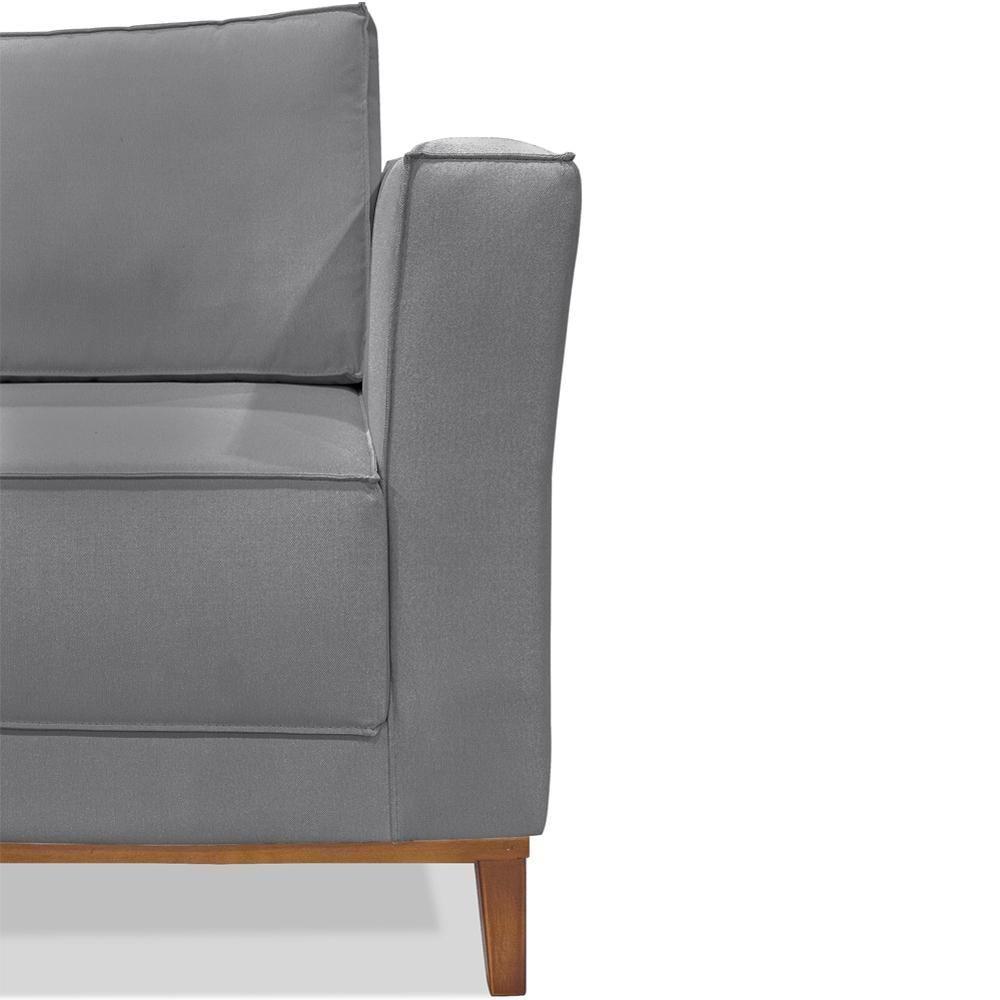 Poltrona Decorativa Balli 1 Lugar Pes Madeira Linho Cinza Ezz Cinza - 3