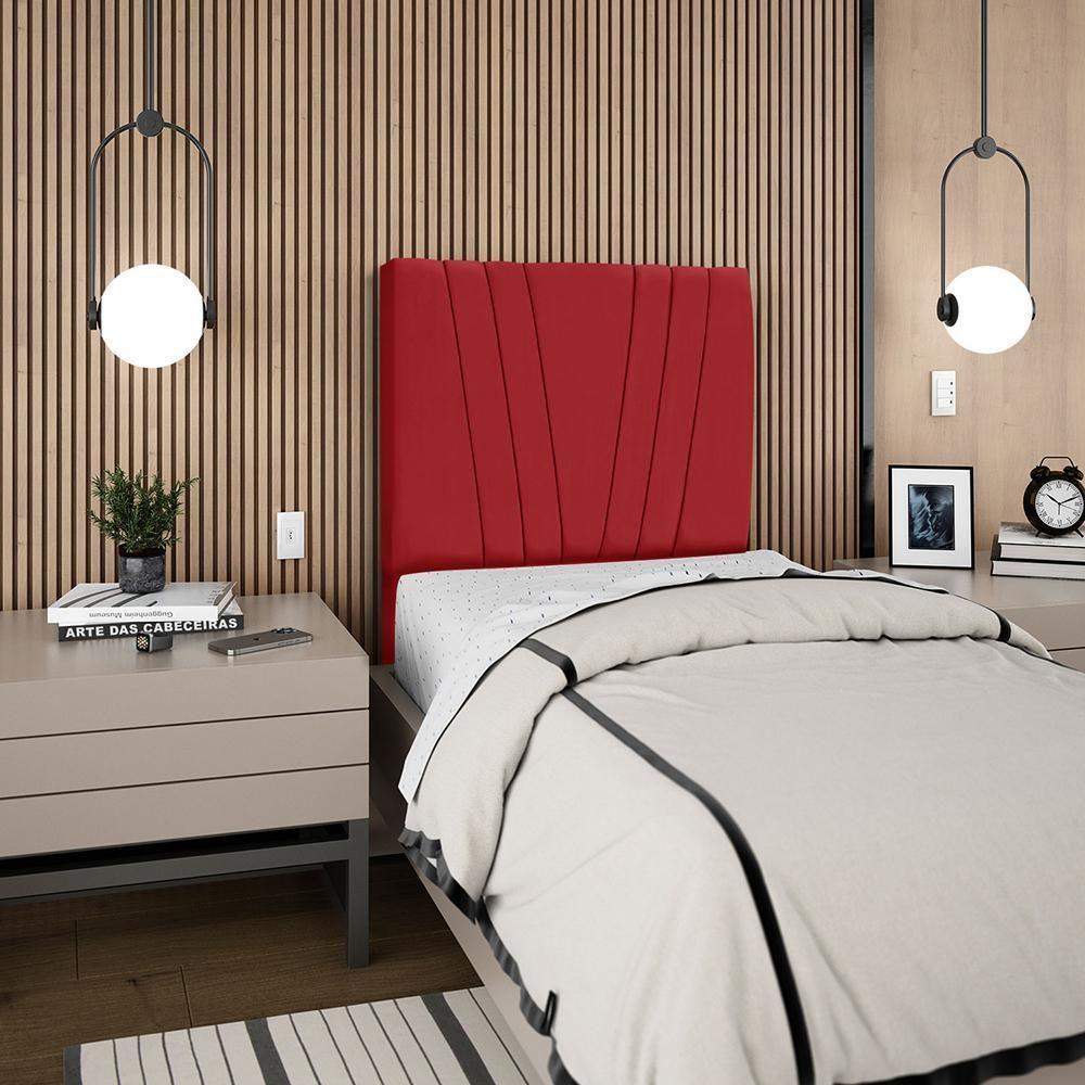 Cabeceira Solteiro 90cm Bell Suede Vermelho Rm Vermelho - 1