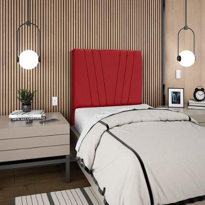 Cabeceira Solteiro 90cm Bell Suede Vermelho Rm Vermelho