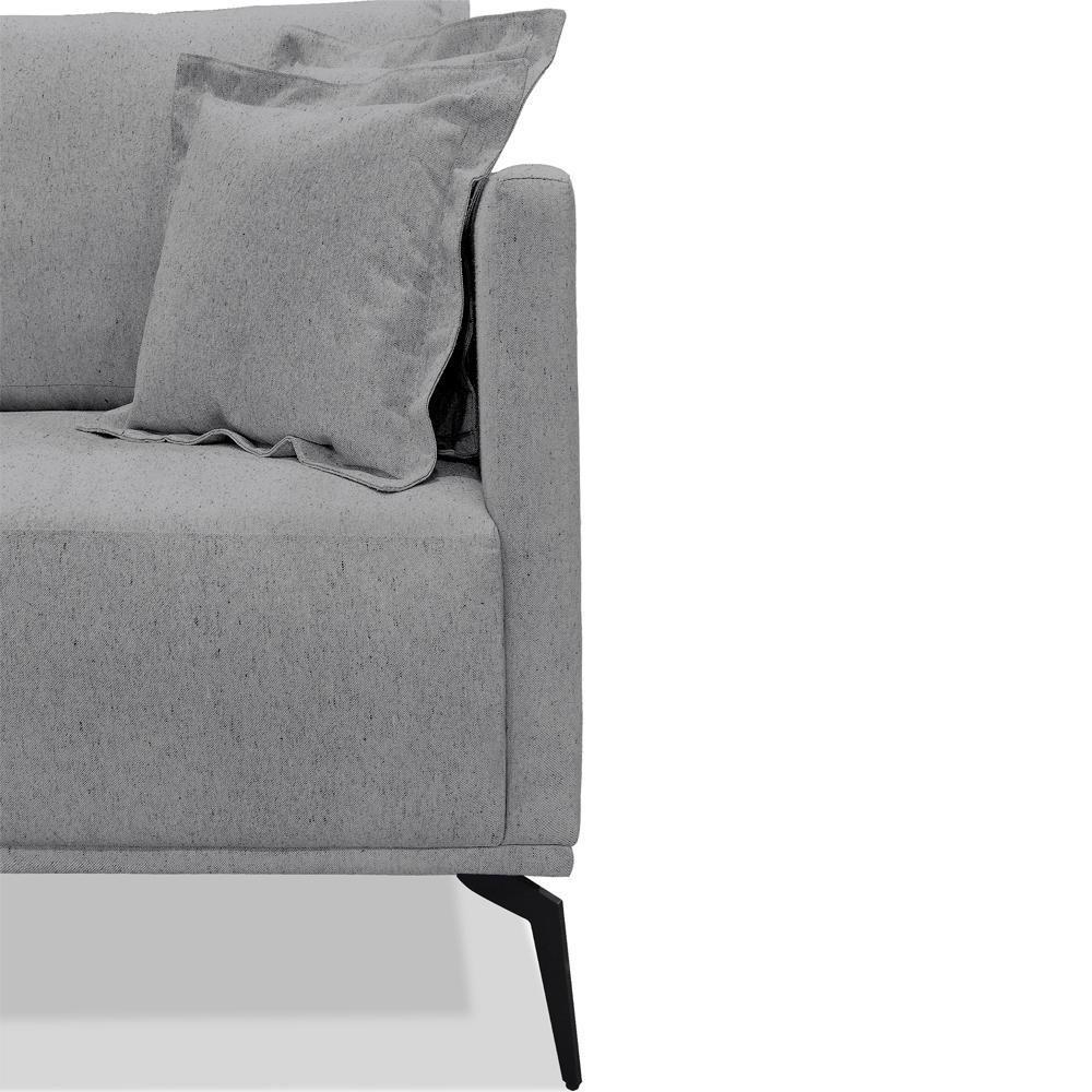 Poltrona Sala De Estar Liv 1 Lugar Pes Aço Linho Cinza Ezz Cinza - 3