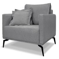 Poltrona Sala De Estar Liv 1 Lugar Pes Aço Linho Cinza Ezz Cinza - 1