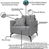 Poltrona Sala De Estar Liv 1 Lugar Pes Aço Linho Cinza Ezz Cinza - 8