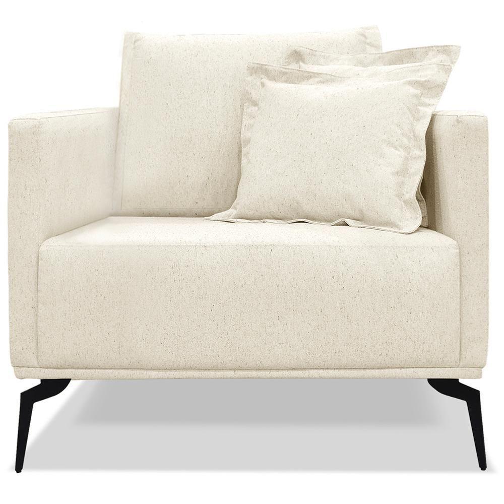 Poltrona Sala De Estar Liv 1 Lugar Pes Aço Linho Natural Ezz Natural - 4