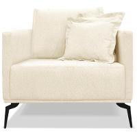 Poltrona Sala De Estar Liv 1 Lugar Pes Aço Linho Perola Ezz Perola