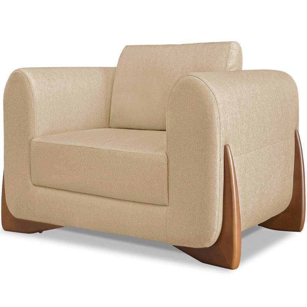 Poltrona Jolie 1 Lugar Pes Boomerang Linho Dourado Ezz Dourado - 1