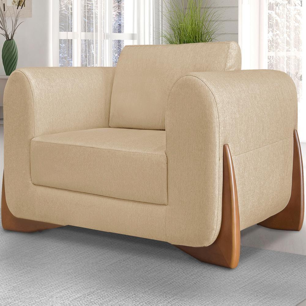 Poltrona Jolie 1 Lugar Pes Boomerang Linho Dourado Ezz Dourado - 9