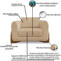 Poltrona Jolie 1 Lugar Pes Boomerang Linho Dourado Ezz Dourado - 8