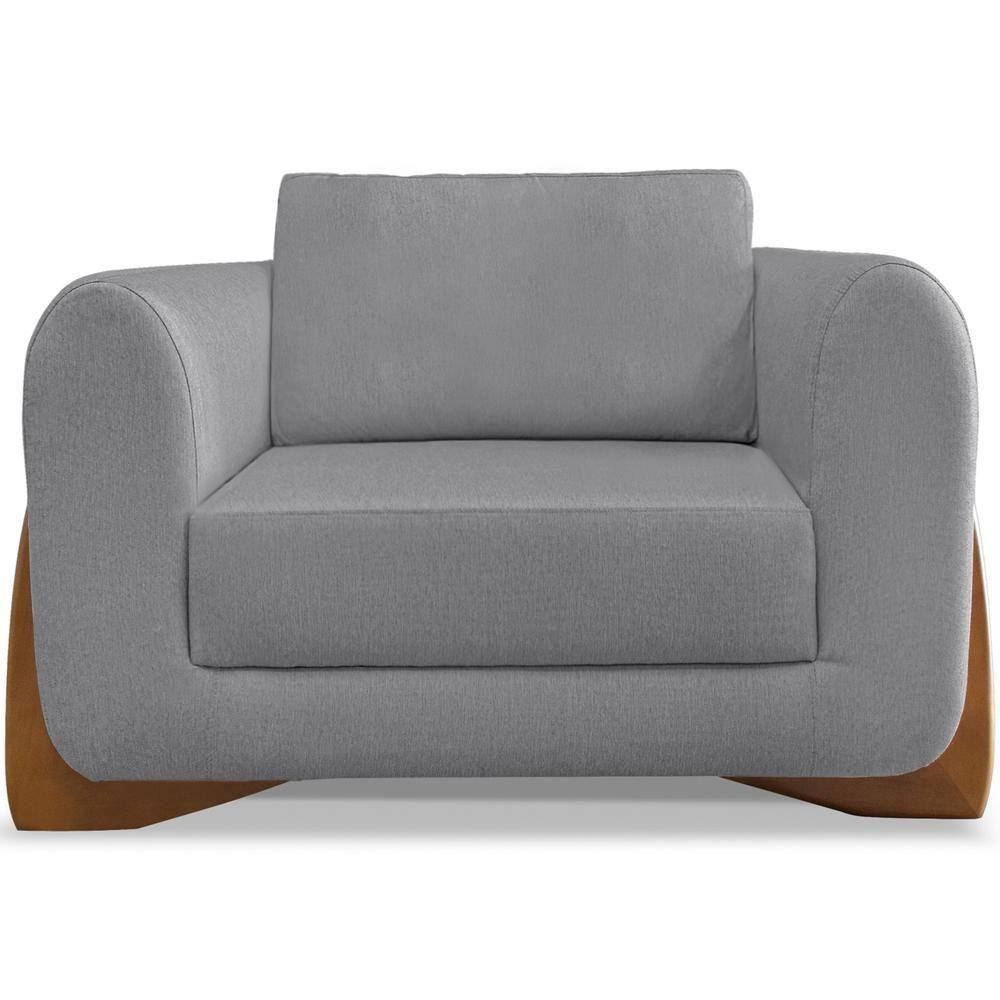 Poltrona Jolie 1 Lugar Pes Boomerang Linho Cinza Ezz Cinza - 2