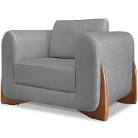 Poltrona Jolie 1 Lugar Pes Boomerang Linho Cinza Ezz Cinza - 1