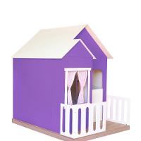 Casinha De Brinquedo Artesanal Janela Lateral Versátil Com Cortinas Mdf Roxo/branco L12 - Criança Feliz - 3