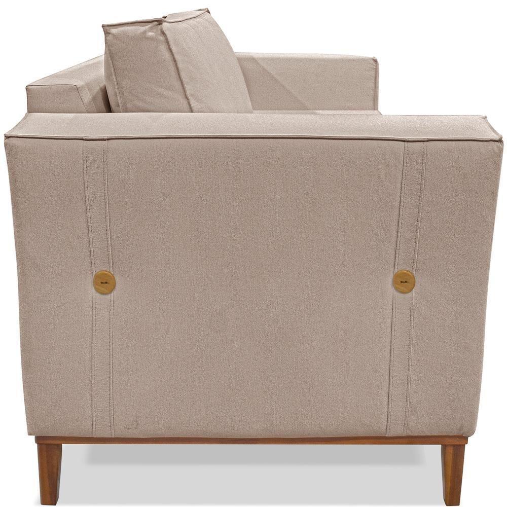 Kit 2 Poltronas Decorativas Balli Pes Madeira Linho Areia Ezz Areia - 2