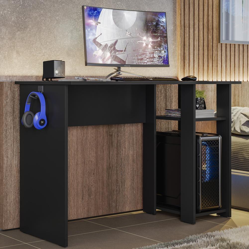 Mesa Gamer Para Computador 5050 Preto Fosco Plla Preto Fosco - 6