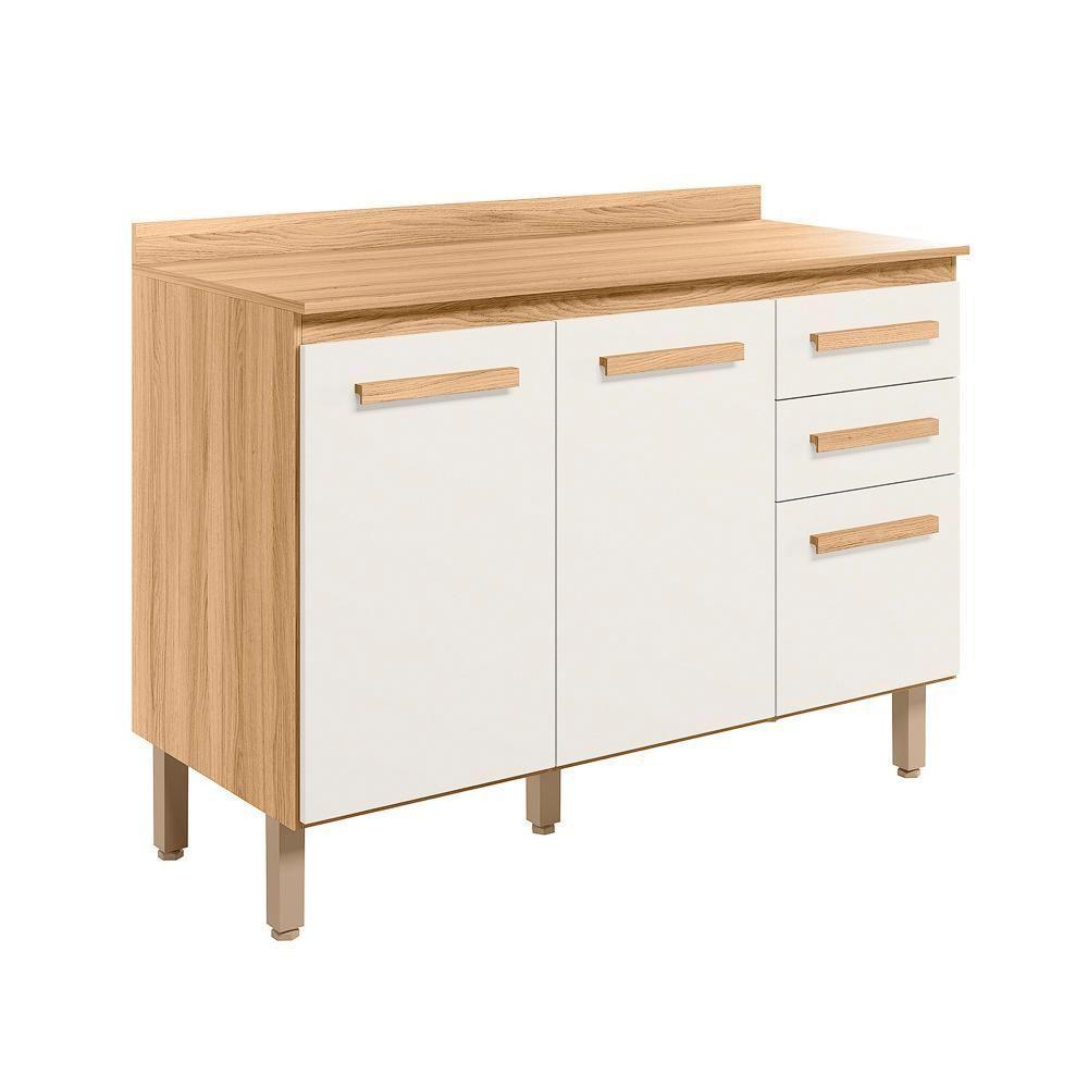 Balcao 03 Pt 120cm Com Tampo 16988 Freijo Off White Cristal Nicioli - 1