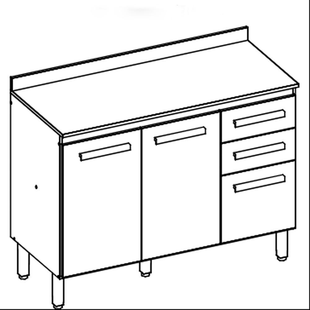 Balcao 03 Pt 120cm Com Tampo 16988 Freijo Off White Cristal Nicioli - 2