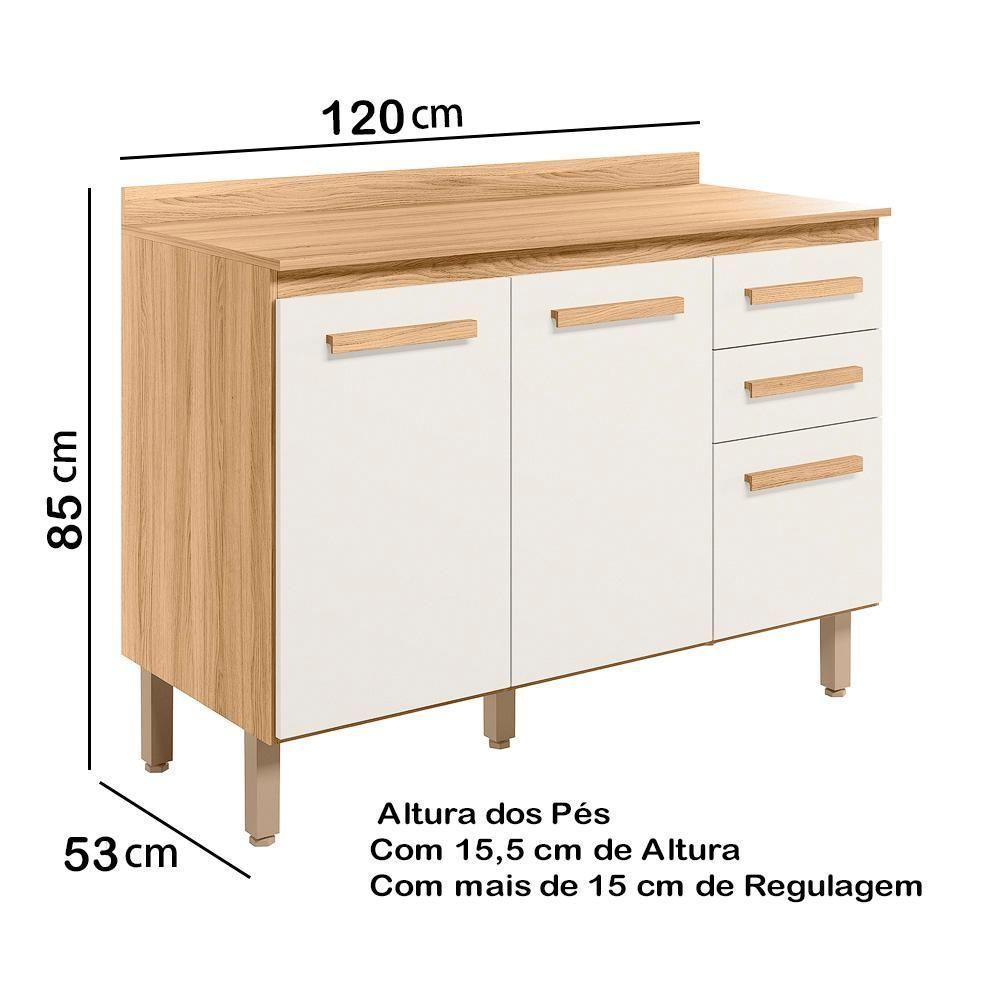 Balcao 03 Pt 120cm Com Tampo 16988 Freijo Off White Cristal Nicioli - 5