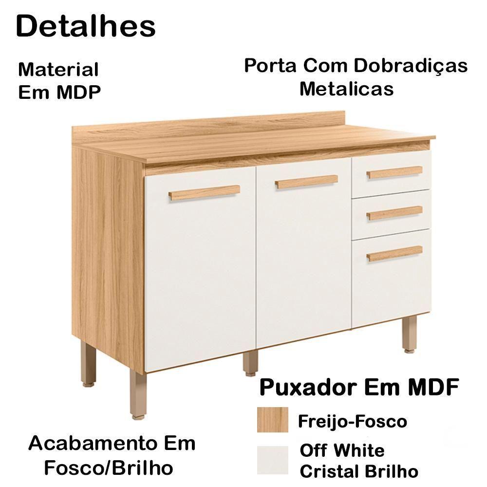 Balcao 03 Pt 120cm Com Tampo 16988 Freijo Off White Cristal Nicioli - 6