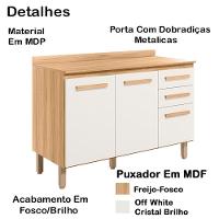 Balcao 03 Pt 120cm Com Tampo 16988 Freijo Off White Cristal Nicioli - 6