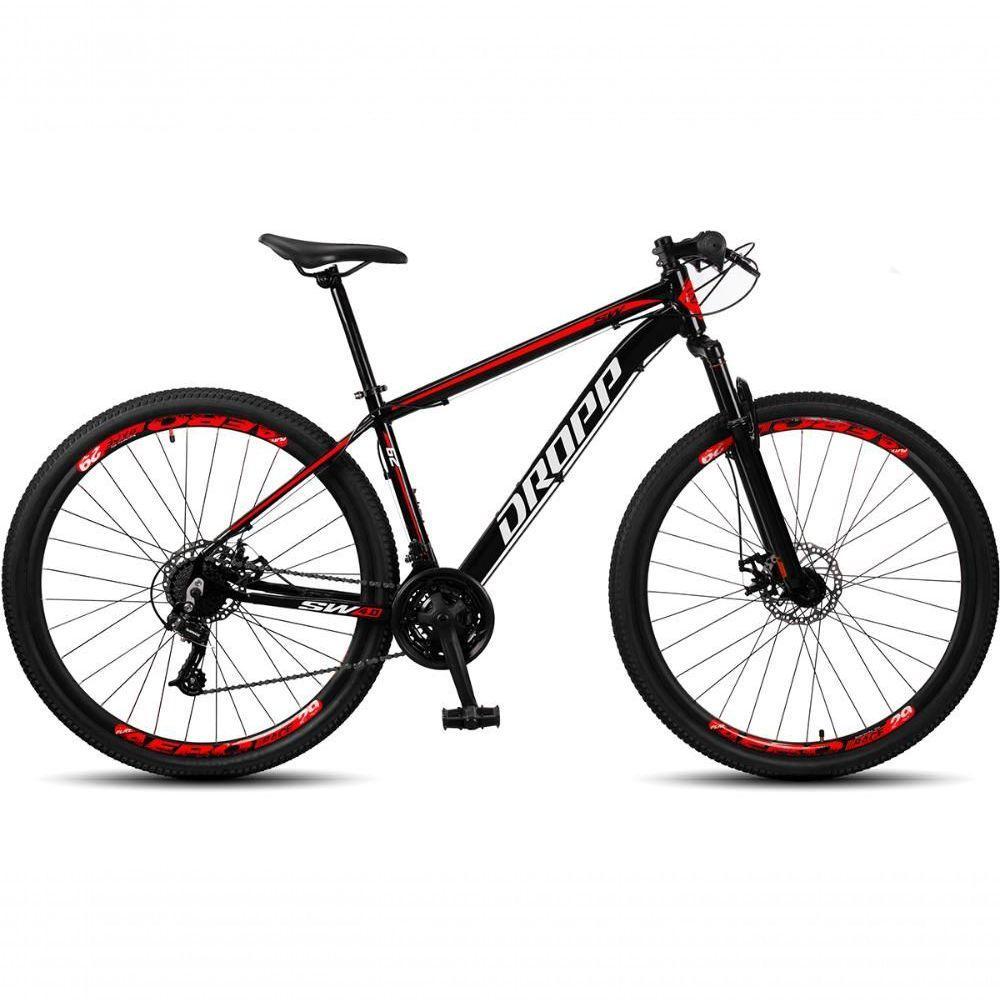 Bicicleta Aro 29 Dropp Sw 24 Vel Câmbio Shimano Quadro Alumínio Mtb Preto+vermelho 19 Preto+vermelho - 1