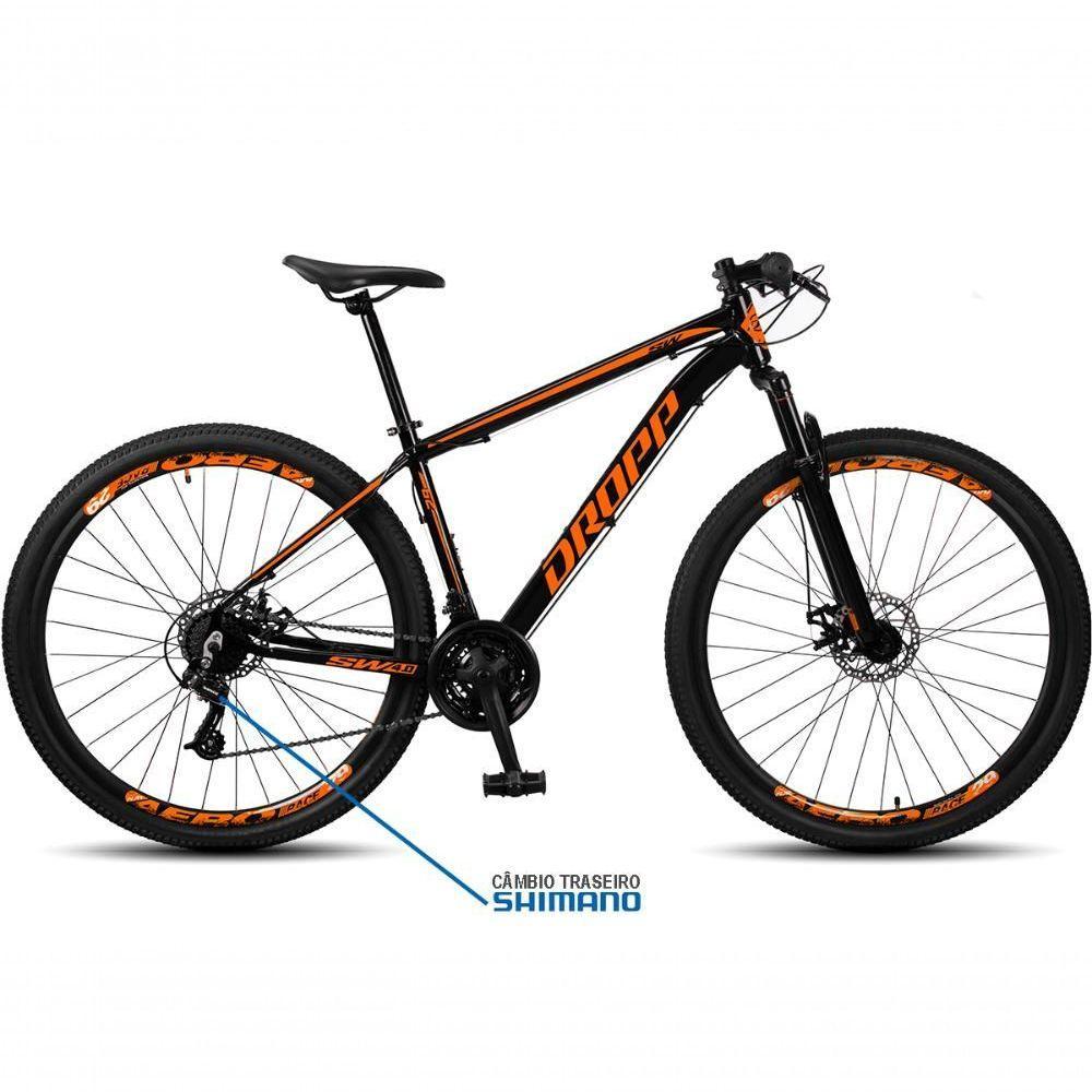 Bicicleta Aro 29 Dropp SW 24 Velocidades Quadro 21 Alumínio MTB Câmbio Shimano Suspensão 100 mm Preto e Laranja - 2