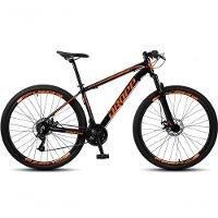 Bicicleta Aro 29 Dropp SW 24 Velocidades Quadro 21 Alumínio MTB Câmbio Shimano Suspensão 100 mm Preto e Laranja - 1