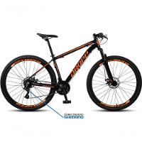 Bicicleta Aro 29 Dropp SW 24 Velocidades Quadro 21 Alumínio MTB Câmbio Shimano Suspensão 100 mm Preto e Laranja - 2