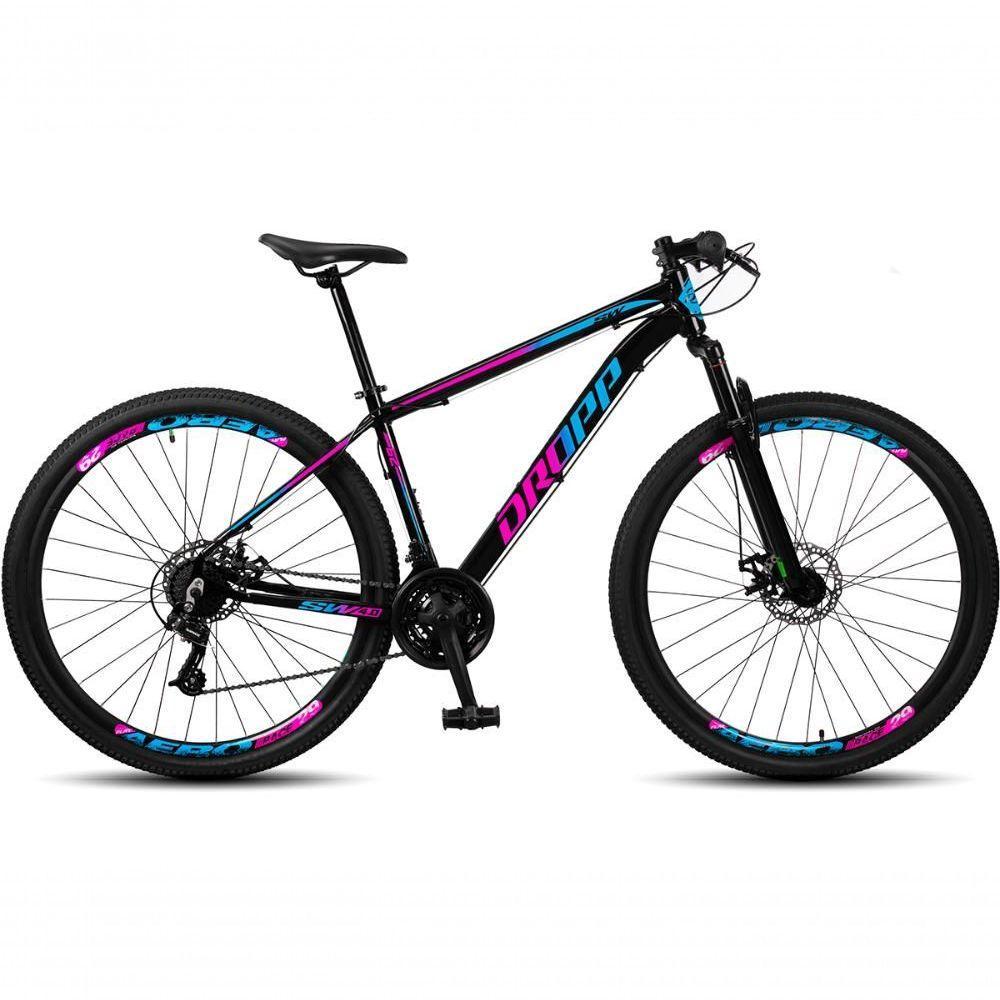 Bicicleta Aro 29 Dropp Sw 24 Vel Câmbio Shimano Quadro Alumínio Mtb Azul+rosa 17 Azul+rosa - 1