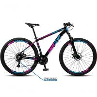 Bicicleta Aro 29 Dropp Sw 24 Vel Câmbio Shimano Quadro Alumínio Mtb Azul+rosa 17 Azul+rosa - 2
