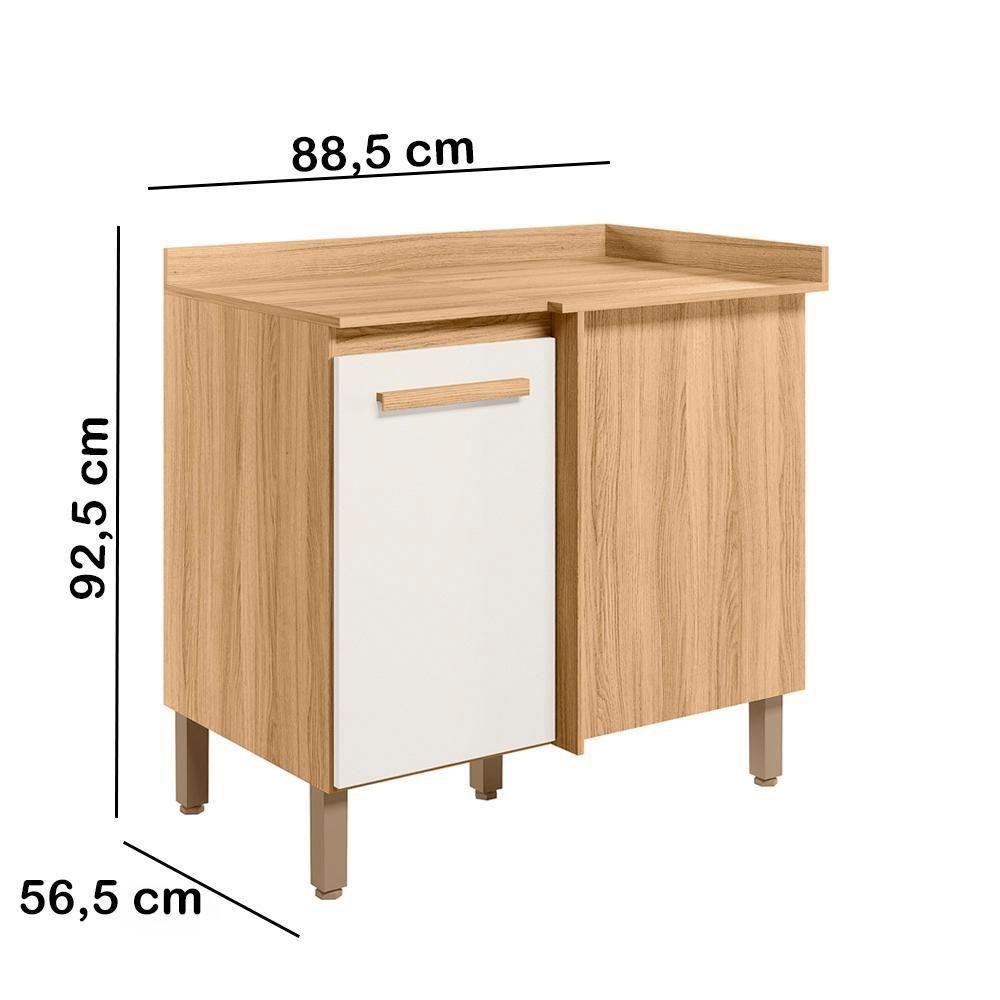 Balcao Canto Reto 89 Cm Com Tampo 16990 Freijo Off White Cristal Nicioli - 6