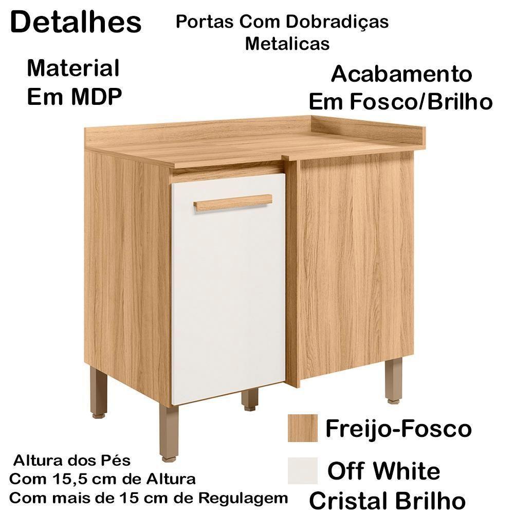 Balcao Canto Reto 89 Cm Com Tampo 16990 Freijo Off White Cristal Nicioli - 7