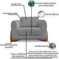 Kit 2 Poltronas Jolie 1 Lugar Pes Boomerang Linho Cinza Ezz Cinza - 8