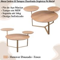 Mesa Centro 03 Tampos Chanfrada Pe Metal Dourado Hanover Artesano Hanover Dourado - 5