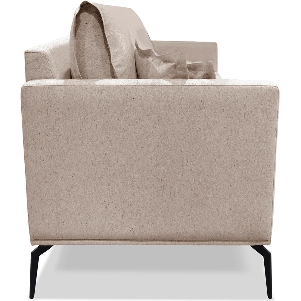 Kit 2 Poltronas Sala De Estar Liv Pes Aço Linho Areia Ezz Areia - 2