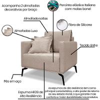 Kit 2 Poltronas Sala De Estar Liv Pes Aço Linho Areia Ezz Areia - 8