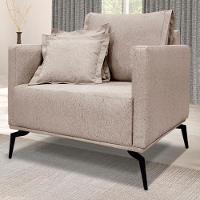 Kit 2 Poltronas Sala De Estar Liv Pes Aço Linho Areia Ezz Areia - 9