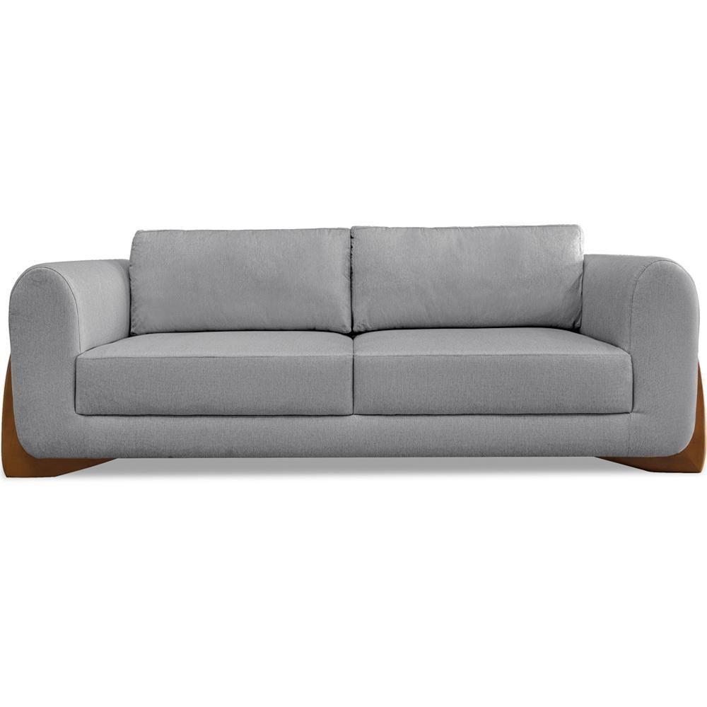 Sofa Jolie 3 Lugares 200cm Pes Boomerang Linho 213 Cinza Ezz Cinza - 4